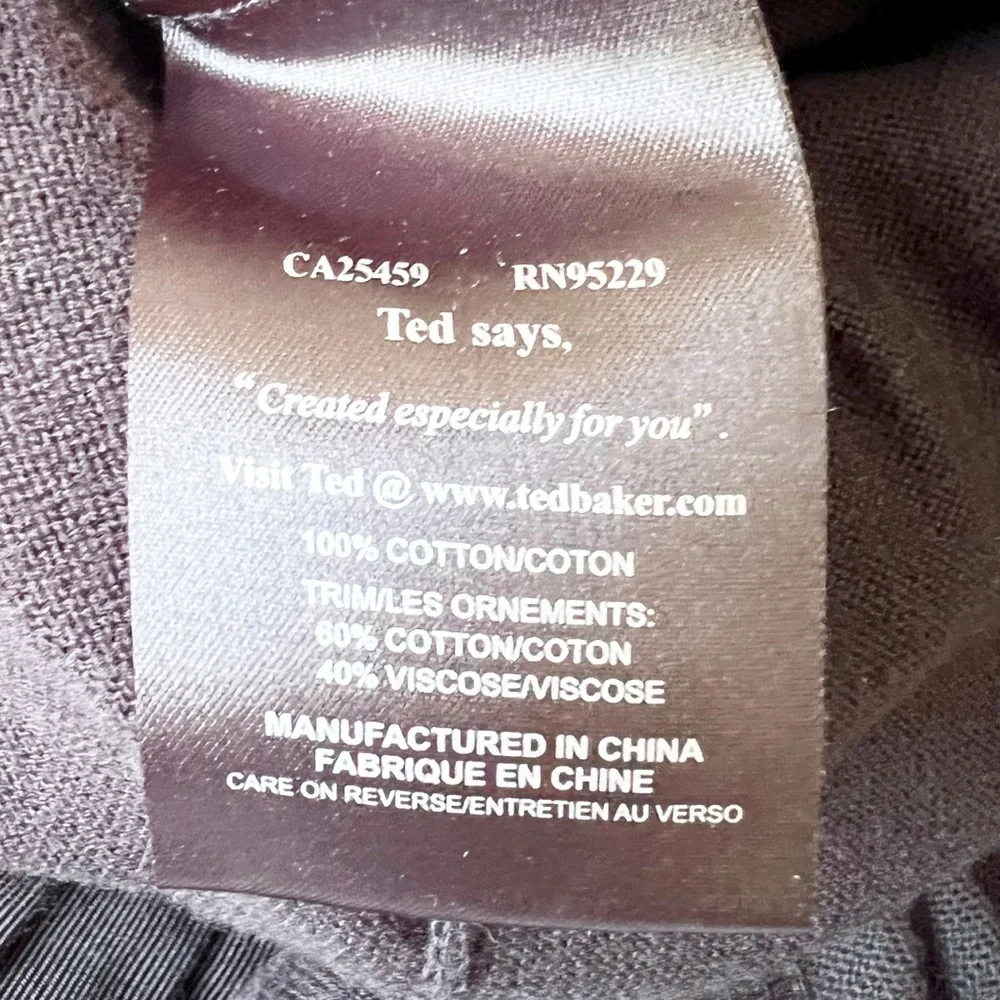 Ted Baker Black Cotton Knit V Neck Ribbon Dress | 3 (M) - Picture 10 of 10